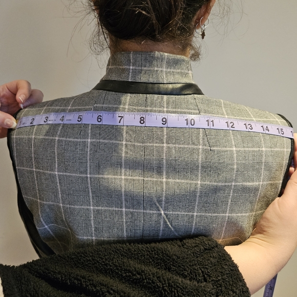 DKNY plaid faux leather sleeves jacket - Picture 5 of 7